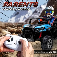 AIYAPLAY 24V Electric Ride on Car, 2-Seater Electric Car for Kids with Remote, Bluetooth, Soft Start, Suspension Spring, Blue(m-5)