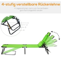 Outsunny Sonnenliege mit Gesichtsloch & Kissen, klappbar, wasserabweisender Bezug, Metallrahmen, Grün(m-4)