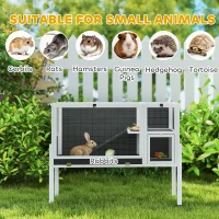 PawHut Cage pour lapins et hamsters d'intérieur surélevée avec plateau extractible et toit ouvrant, Gris(m-4)