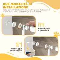 PawHut Cancellino per Cani e Gatti Alto 180 cm, Estensibile da 76-104 cm e Montaggio a Pressione, Bianco(m-8)