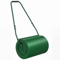 Rola de Gazon Outsunny 63L, cu Lamă Răzuitor, din Metal, 123x58x40 cm, Verde Închis(m-11)