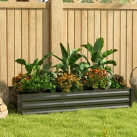 Outsunny Jardinière rectangulaire potager de jardin bac à fleurs en acier avec bordure de sécurité et fond ouvert noir(m-10)