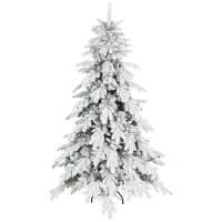 HOMCOM 6ft Super Flocked Christmas Tree - Green/White(m-11)