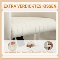 HOMCOM Rollbarer Schreibtischstuhl mit Bezug in Samtoptik, höhenverstellbarer Bürostuhl, Kippfunktion, Cremeweiß(m-4)