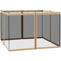 Outsunny 302 x 207cm Universal Replacement Mesh Sidewall Netting for Gazebos and Canopy Tents, (Sidewall Only) Beige(m-1)