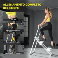 SPORTNOW Stepper Vertical Climber Pieghevole con Impugnatura Regolabile, Pedali Antiscivolo e Monitor LCD, Bianco(m-8)