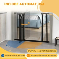 PawHut Barieră pentru câini cu 4 șuruburi reglabile și bandă adezivă, din metal și plastic, 74-100x76 cm, negru(m-6)