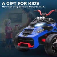 AIYAPLAY 12V Kids Electric Ride On Car with 3 Wheeler, MP3 Player, Horn, 2 Speeds, LED Lights for Boys & Girls Ages 3-8, Blue(m-9)