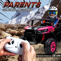 AIYAPLAY 24V Electric Ride on Car, 2-Seater Electric Car for Kids with Remote, Bluetooth, Soft Start, Suspension Spring, Pink(m-5)