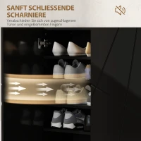 HOMCOM Schuhschrank mit 2 Türen, Schuhregal, Schuhaufbewahrung mit 3 Verstellbaren Ablagen 72 x 31,5 x 95 cm, Schwarz(m-5)