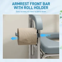 HOMCOM Rolling Shower Wheelchair for Seniors, Bedside Commode Chair with Locking Wheels, Seat, Backrest, Arms, Grey(m-9)