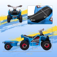 HOMCOM Quad Eléctrico para Niños con Remolque 6V Quad para Niños de 18-36 Meses con Velocidad 2,5 km/h 6 Ruedas Azul(m-3)
