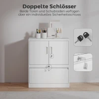 HOMCOM Aktenschrank Büroschrank Abschließbar Mehrzweckschrank aus Stahl mit 2 Türen, Verstellbaren Regalen Weiß(m-6)