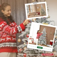 HOMCOM Albero di Natale Innevato Alto 210 cm con Rami Realistici e Base in Metallo Pieghevole(m-7)