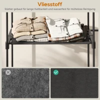 HOMCOM Tragbarer Kleiderständer, Metallrahmen, Stoffregale, viel Platz, Schwarz(m-6)