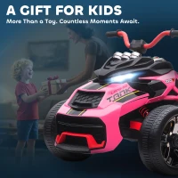 AIYAPLAY 12V Kids Electric Ride On Car with 3 Wheeler, MP3 Player, Horn, 2 Speeds, LED Lights for Boys & Girls Ages 3-8, Pink(m-9)