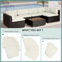 Outsunny Replacement Cushion Covers for Garden Sofa Set, Garden Rattan Sofa Cushion Polyester Cover Replacement Outdoor - No Cushion Included, Cream(m-4)