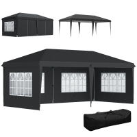 Outsunny 3 x 6m Pop-Up Gazebo, with Removable Walls - Black