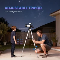 Outsunny 70mm Refractor Telescope – 40x/16x, Adjustable Tripod, White(m-6)