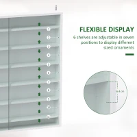 HOMCOM Six Shelf Display Cabinet, with Glass Doors - White(m-4)