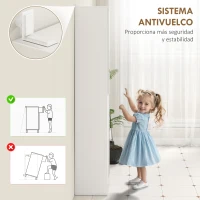 kleankin Armario para Baño Alto Mueble Columna de Baño con Espejo 2 Puertas y Estantes Ajustables Multiusos 32x28x162 cm Blanco(m-6)