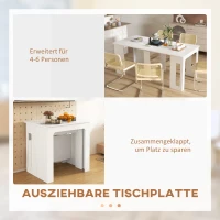 HOMCOM Esstisch, Klapptisch, ausziehbarer Küchentisch, Esszimmertisch, Spanplatten, 60-180 x 85 x 75 cm, Weiß(m-4)