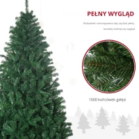 HOMCOM Sztuczna Choinka 1,8 m , Stojak Metalowy, PVC, Zielona(m-5)