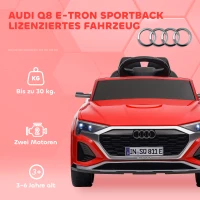 AIYAPLAY Elektro-Kinderauto, 12V Audi Q8, 3-5 km/h, Fernsteuerung, Scheinwerfer, Musik, Rot(m-4)
