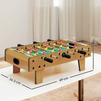 HOMCOM Futbolín de Mesa de Madera con 6 Varillas 2 Marcadores de Puntos y 18 Jugadores para +6 Años 69x36,5x22cm Natural(m-3)