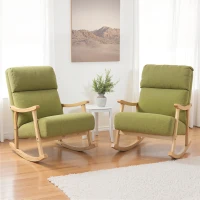 HOMCOM Silla Mecedora de Borreguito con Patas y Reposabrazos de Madera de Caucho Mecedora Carga 120 kg Verde Claro(m-9)