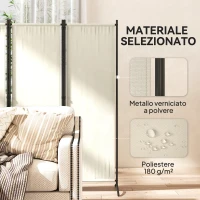 Outsunny Paravento da Esterno e Interno a 4 Pannelli Pieghevole, 221x50x172cm, Crema(m-8)