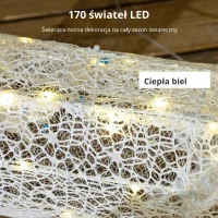 Outsunny Dekoracja Świąteczna LED, Oświetlony Renifer i Sanki, 170 Świateł, 50 x 29 x 42 cm(m-4)