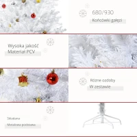 HOMCOM CHOINKA SZTUCZNA BIAŁA 150 CM STOJAK(m-5)