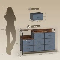 HOMCOM Chest of Eight Drawers, with Charging Station - Brown/Black(m-3)