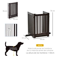 PawHut Valla para Mascotas Plegable de 3 Paneles con 1 Puerta y Patas de Apoyo para Pasillo Escalera 155x35,5x76 cm Café(m-3)