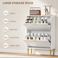 HOMCOM Elegant Two-Drawer Shoe Cabinet - White(m-5)