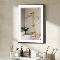 HOMCOM Espejo de Baño con Luz LED 70x50 cm con Iluminación Ajustable Función Antivaho Función de Memoria Negro(m-9)