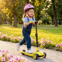 AIYAPLAY Three-Wheel Foldable Electric Scooter for Kids Aged 6-10 Years, Yellow(m-2)