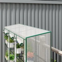 Outsunny Seră de grădină cu rafturi pe 3 niveluri seră pentru balcon 3 uși rulabile cu fermoar 215 x 46 x 151 cm alb(m-5)
