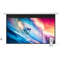 HOMCOM Tela para Projetor 254 cm 16:9 Motorizada com Telecomando, 251x8x168 cm, Branco(m-6)