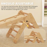 AIYAPLAY 7 en 1 Triángulo de Escalada Montessori de Madera Plegable con Arco y Rampa para Niños 18-48 Meses 188x70 cm Natural(m-6)