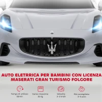 AIYAPLAY Macchina per Bambini 12V Maserati Gran Turismo Folgore con Telecomando, Età 3-5 Anni, Grigio(m-4)