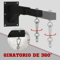 SPORTNOW Soporte Saco Boxeo de Pared con Distancia Ajustable Gancho Giratorio Cadenas 45-65 cm Negro(m-5)