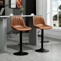 HOMCOM Lot de 2 tabourets de bar style vintage réglable pivotant avec repose-pied revêtement synthétique marron(m-10)