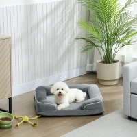 PawHut Dog Sofa Bed, Washable Pet Bed with Removable Cover and Non-Slip Bottom for Cats and Small Dogs, Grey(m-2)