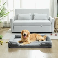 PawHut Dog Sofa Bed, Washable Pet Bed with Removable Cover and Non-Slip Bottom for Small, Medium and Large Dogs, Grey(m-2)