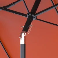 Outsunny Parasol, tuinparasol, kantelbaar, met handwiel, windopening, Polyester+Staal, bordeauxrood, 295 x 152 cm(m-9)