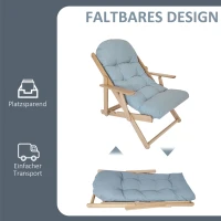 HOMCOM Akzentsessel, Relaxsessel, verstellbare Rückenlehne, Buchenholzrahmen, bis 120 kg, Hellgrau(m-6)