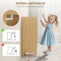 HOMCOM Mueble Auxiliar de Baño Estrecho con Puerta de Lamas Balda Abierto Estante Ajustable 30x30x80 cm Natural(m-7)