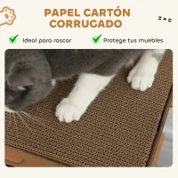 PawHut Casa para Gatos de Cartón Forma Castillo 2 Niveles con 3 Zonas de Rascado Túnel Rampa Incluye Hierba Marrón(m-5)